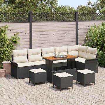 vidaXL Tuinbank Set 10 st 9-Aantal zitplaatsen Zwart en, Verzenden