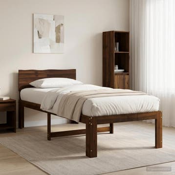 vidaXL Eenpersoonsbed met hoofdbord ROSTOCK Donkerbruin 80 x, Verzenden, Nieuw