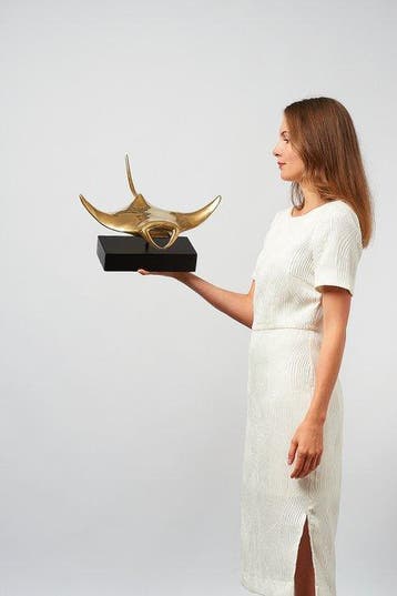 Sculpture, Sculpture of Manta Ray - 27 cm - Bronze