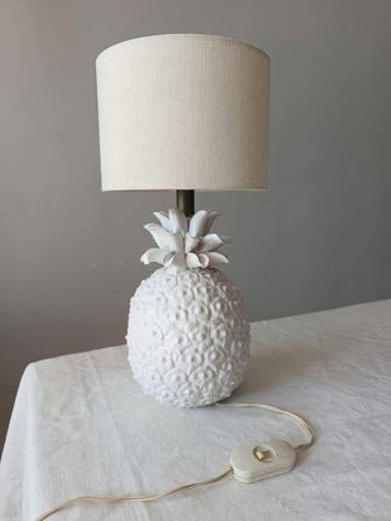 Tafellamp - Porselein, Messing - Hollywood Regency Ananas