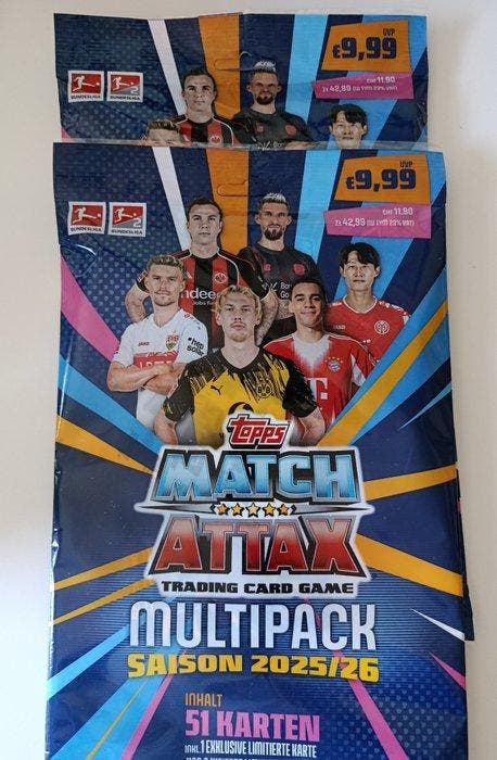 Topps Match Attax 2025/26 - Starterpack + 3xMultipack +2, Collections, Autocollants