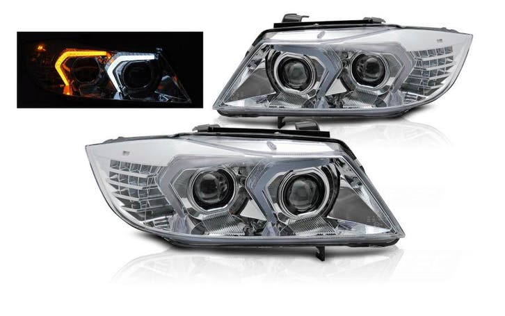 Full LED koplampen Chrome geschikt voor BMW E90 E91, Auto-onderdelen, Verlichting, Nieuw, BMW, Verzenden