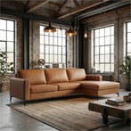 Leren hoekbank Match - 2.5-zits arm links + Longchair arm, Ophalen of Verzenden