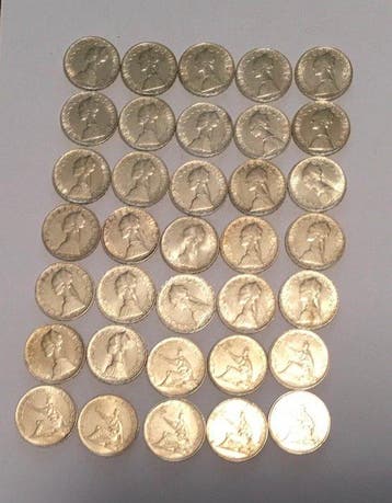 Italië. 500 Lire argento (35 monete), Postzegels en Munten