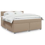 vidaXL Boxspring met matras kunstleer cappuccinokleurig, Verzenden