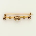 Broche - 18 carats Or jaune - Diamant - Parel.