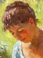 André Galzenati (1890-1970) - Jeune fille au lavoir, Antiquités & Art, Art | Peinture | Moderne