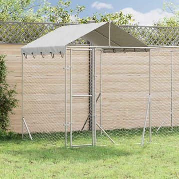 vidaXL Hondenkennel met dak 4x4x2,5 m gegalvaniseerd staal, Verzenden