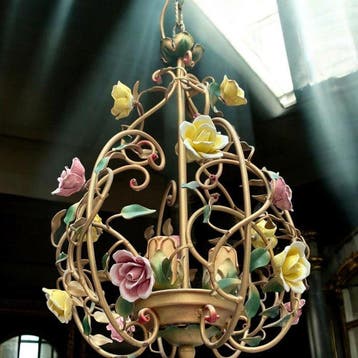 Kroonluchter - Bloemen in Capodimonte, elegante vintage, 6