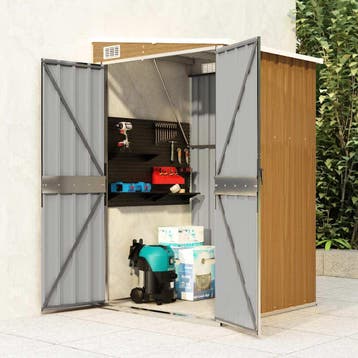 vidaXL Tuinschuur wandmontage 118x100x178 cm staal bruin, Jardin & Terrasse, Abris de jardin, Verzenden
