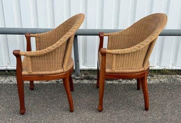 Stoel - Hout, rotan - Twee stoelen