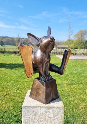 Sculpture, Jumping Hare - XL - 52 cm - Bronze