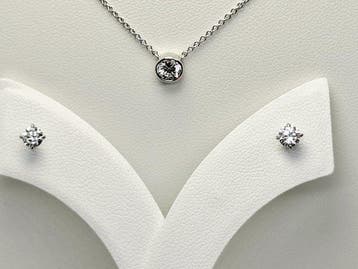 Ensemble de bijoux 3 pièces - 14 carats Or blanc - 0.81ct.