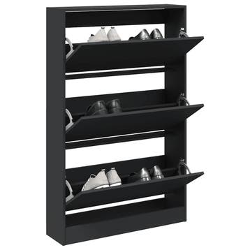 vidaXL Schoenenkast 80x21x125,5 cm bewerkt hout zwart, Verzenden, Nieuw