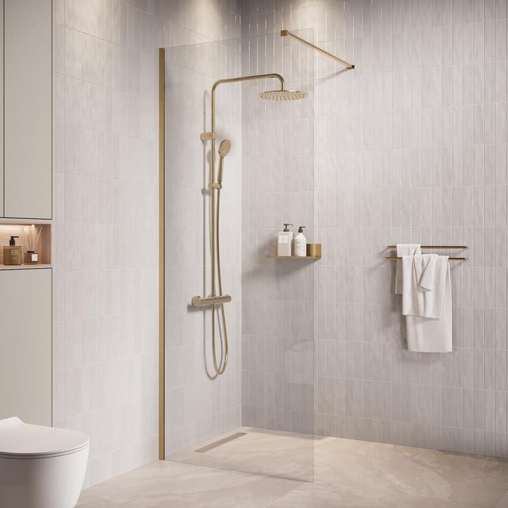 Douchewand Florida 70 x 200 cm Goud – Inloopdouche 8 mm, Bricolage & Construction, Sanitaire, Envoi