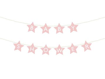 Roze Slinger Baby Shower Sterren 2,9m, Verzenden