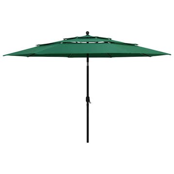 vidaXL Parasol 3-laags met aluminium paal 3,5 m groen, Verzenden