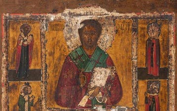 Icoon - Hout - Christus met heiligen