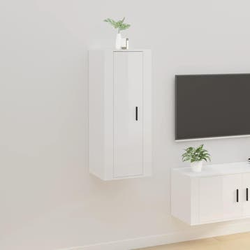 vidaXL Tv-wandmeubel 40x34,5x100 cm hoogglans wit, Huis en Inrichting, Kasten |Televisiemeubels, Verzenden, Nieuw