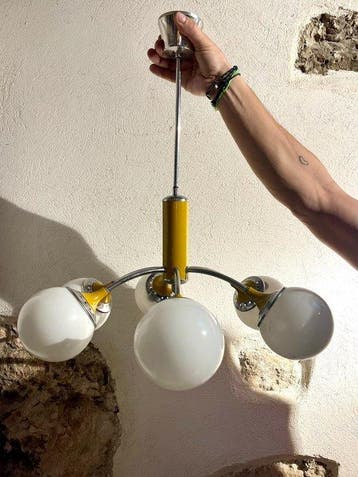 Lampe à suspendre - Opaline, Acier - Lustre design