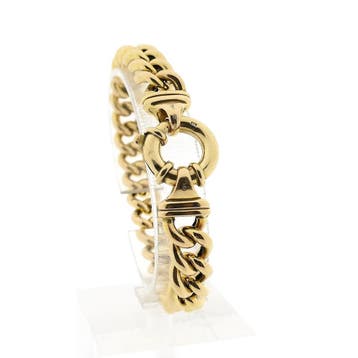 Massief gouden gourmetschakel armband | 20 cm, Handtassen en Accessoires, Armbanden, Ophalen of Verzenden, Gebruikt, Goud, Goud