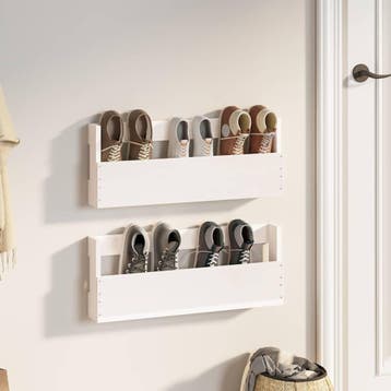 vidaXL Schoenenrekken 2 st 59x9x23 cm massief grenenhout wit, Verzenden