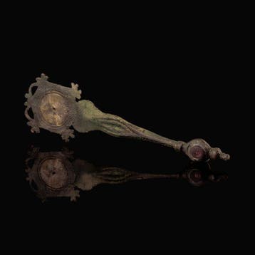 Oud-Romeins Brons votieve of miniatuur handspiegel