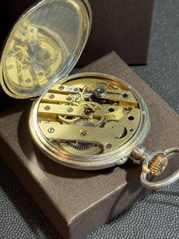 French Silver Pocket Watch with Swiss 15-Jewel Movement -