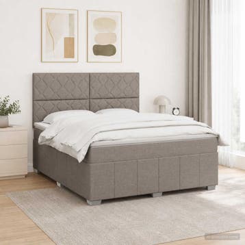vidaXL Boxspringbed met matras met hoofdeinde Taupe 160 x, Verzenden, Nieuw