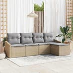 vidaXL Bankstel met kussen 5 pcs Beige en Lichtgrijs poly, Verzenden, Nieuw