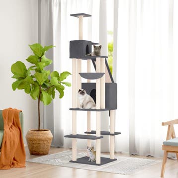vidaXL Kattenmeubel met sisal krabpalen 201 cm donkergrijs, Verzenden, Nieuw