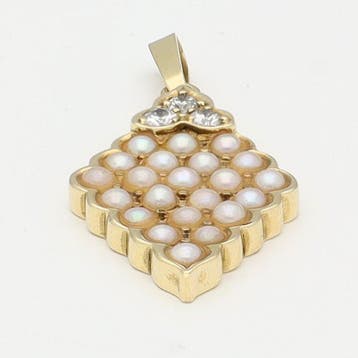 Hanger - 14 karaat Geel goud Parel - Diamant