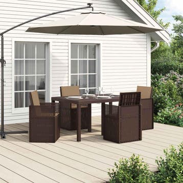 vidaXL Tuin Eettafel Set 5 st Bruin en Taupe PP, Verzenden