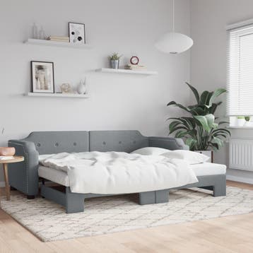 vidaXL Slaapbank met onderschuifbed 80x200 cm stof, Verzenden