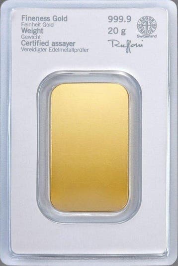 20 gram - Goud .999 - Heraeus - Verzegeld en met certificaat
