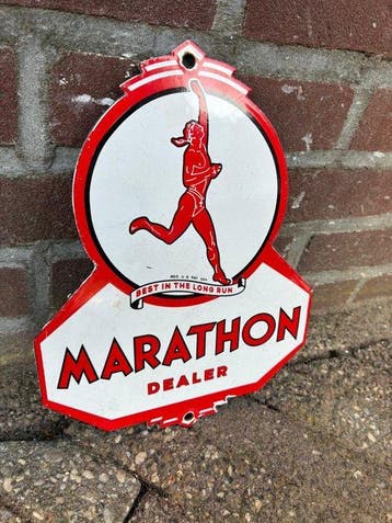 Vintage Marathon Dealer reclamebord – emaille stijl –