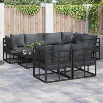 vidaXL Tuinbank Set 7 st Zwart Staal, Tuin en Terras, Verzenden, Nieuw