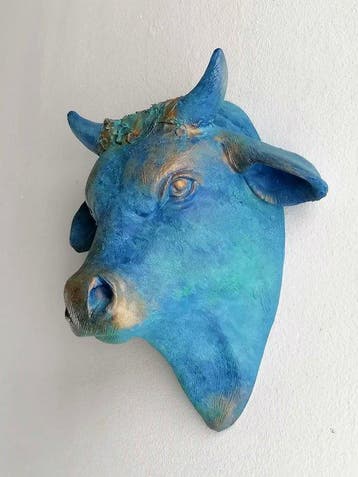 Vanessa Bonino - Sculpture, Bull - bronze effect - 21 cm -