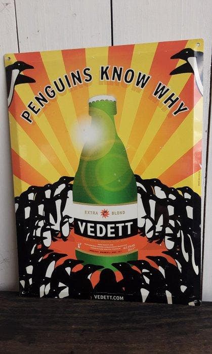 Vedette - Reclamebord - Metaal, Antiquités & Art, Antiquités | Assiettes décoratives & Carrelages