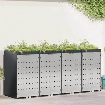 vidaXL Wheelie Bin opslag voor 3 bakken Roestvrij staal, Verzenden