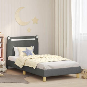 vidaXL Kinderen bedframe met hoofdboard Donkergrijs 90 x 200, Verzenden, Nieuw