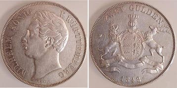 2 Gulden Duitsland Doppelgulden Wuerttemberg 1848 vz+ lei..., Timbres & Monnaies, Verzenden