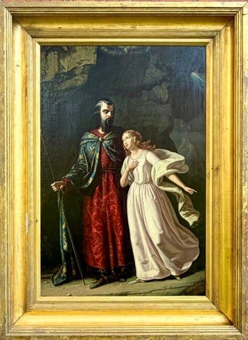 English School (XIX) - Prospero and Miranda - The Tempest, Antiek en Kunst