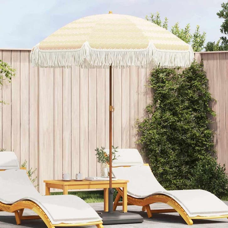 vidaXL Strandparasol Geel en Wit 160 x 160 x 196 cm, Tuin en Terras, Parasols, Nieuw, Verzenden