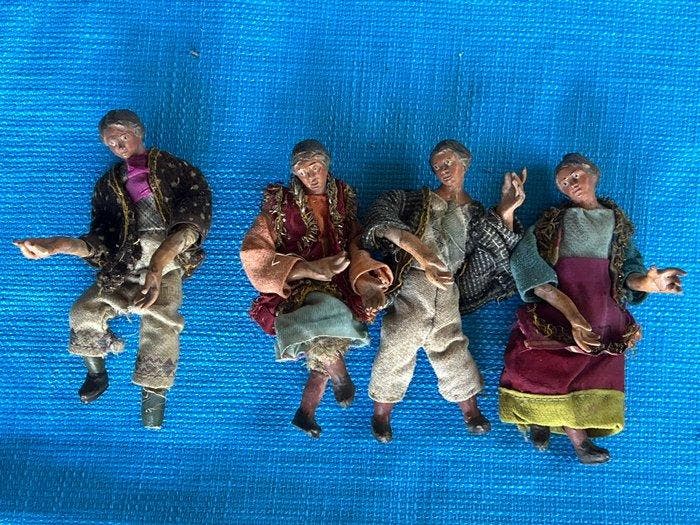Scuola napoletana - sculptuur, Lotto 4 pastori presepiali -, Antiek en Kunst, Kunst | Niet-Westerse kunst