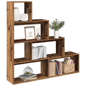 vidaXL Kamerscherm / boekenkast 143,5x29x143,5 cm hout oud, Verzenden