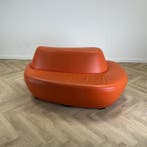 wachtkamerbank -  sofa, leer - oranje - Gratis Bezorging, Gebruikt
