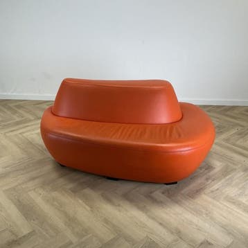 wachtkamerbank -  sofa, leer - oranje - Gratis Bezorging, Gebruikt