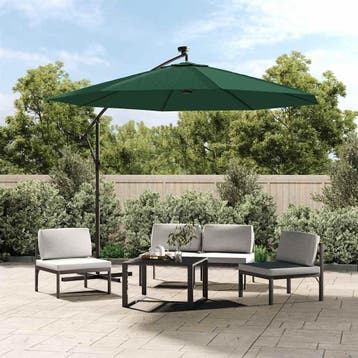 vidaXL Zweefparasol met LED-verlichting en metalen paal 300, Verzenden, Nieuw