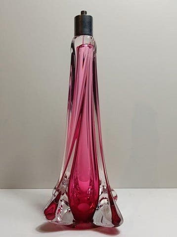 Val Saint Lambert - René Delvenne - Lampe - Cristal - Rose